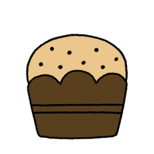 マフィンのカラーイラスト。イラスト素材として自由にダウンロードできます。
Illustration,muffin,color